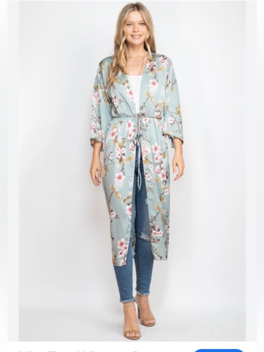 IVIN IVIN Dressing Robe Kimono NWT Sage Floral Print Sz Lg